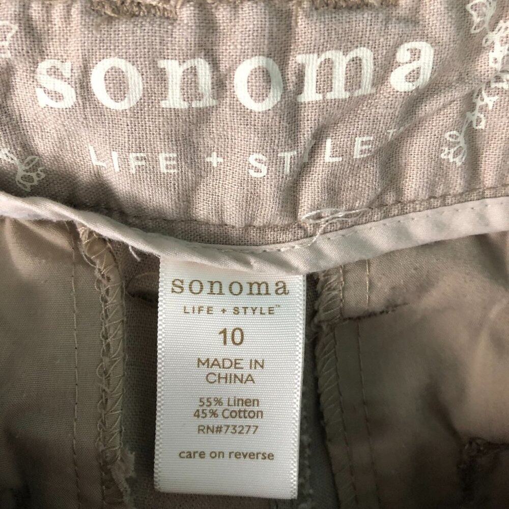 Sonoma Linen Cotton Blend Paper Bag Shorts Size 10 - Picture 2 of 7